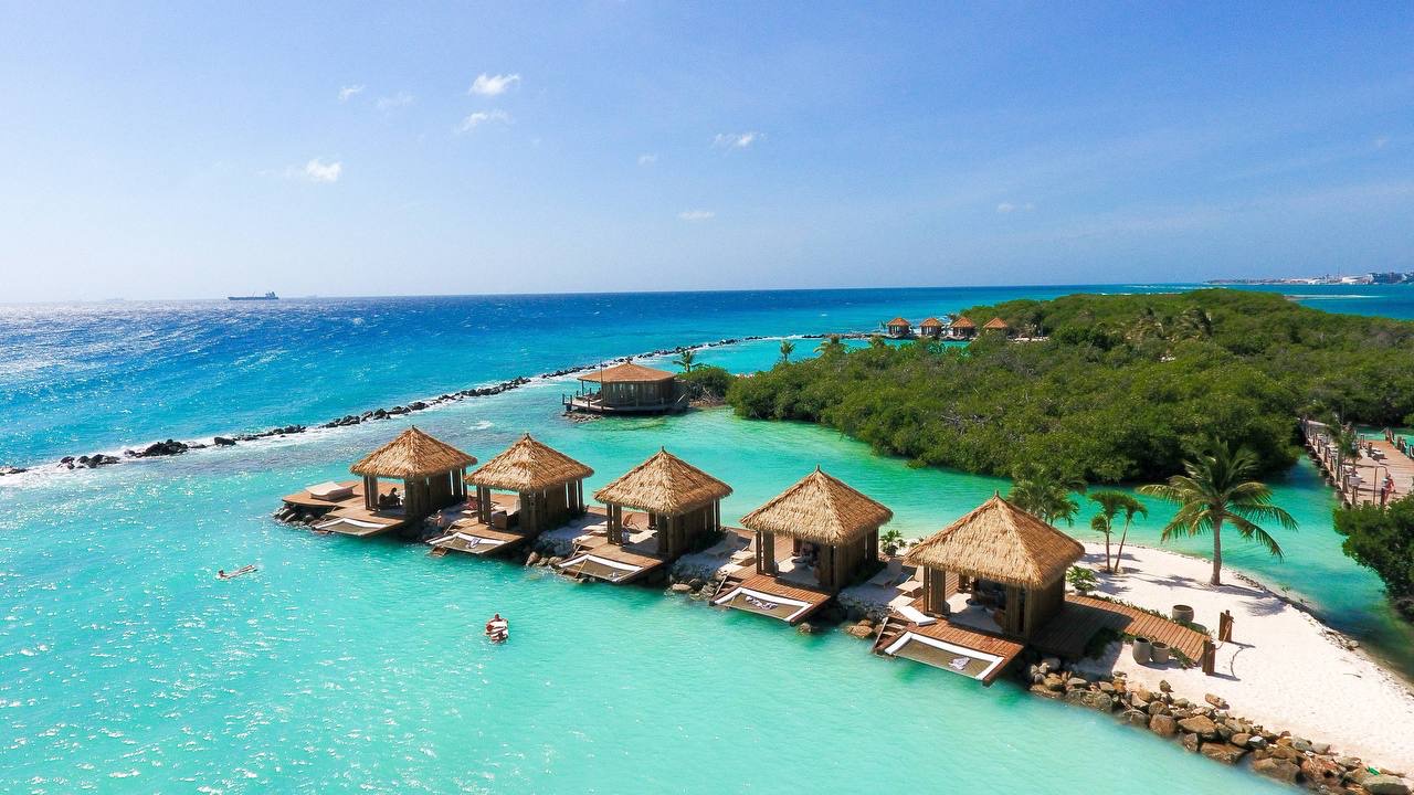 Aruba private island cabanas aerial